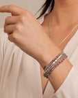 Labradorite & Amethyst Tennis Baguette Armbanden Stack | Zilver