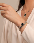 Onyx Baguette Armbanden Stack | Zilver