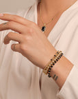 Onyx Interstellar Black CZ Armbanden Stack | Goudkleurig