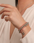 Cherry Quartz Extra Large Saturn Armbanden Stack | Zilver