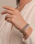 Aquamarine Quartz & Pearl Universe Armbanden Stack | Zilver
