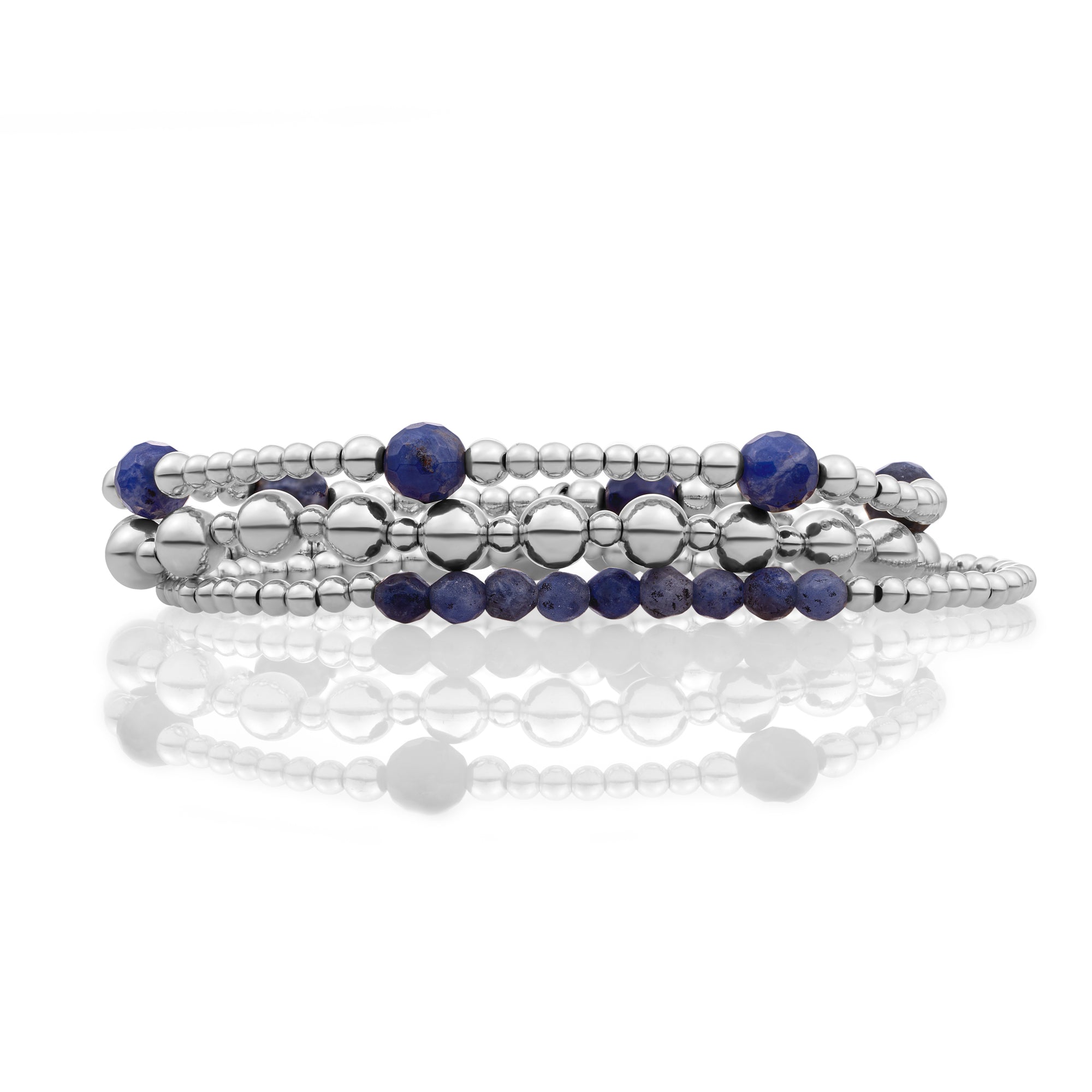 Sodalite Bold Interstellar Armbanden Stack l Zilver