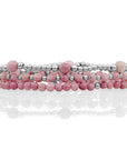 Pink Rhodonite Reverse Bold Mix Armbanden Stack l Zilver