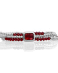 Ruby Quartz Baguette Armbanden Stack l Zilver