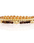 Tiger Eye Bold Mix Saturn Armbanden Stack | Goudkleurig