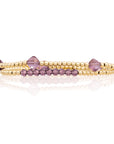 Aubergine Quartz Cushion Cut Universe Armbanden Stack | Goudkleurig