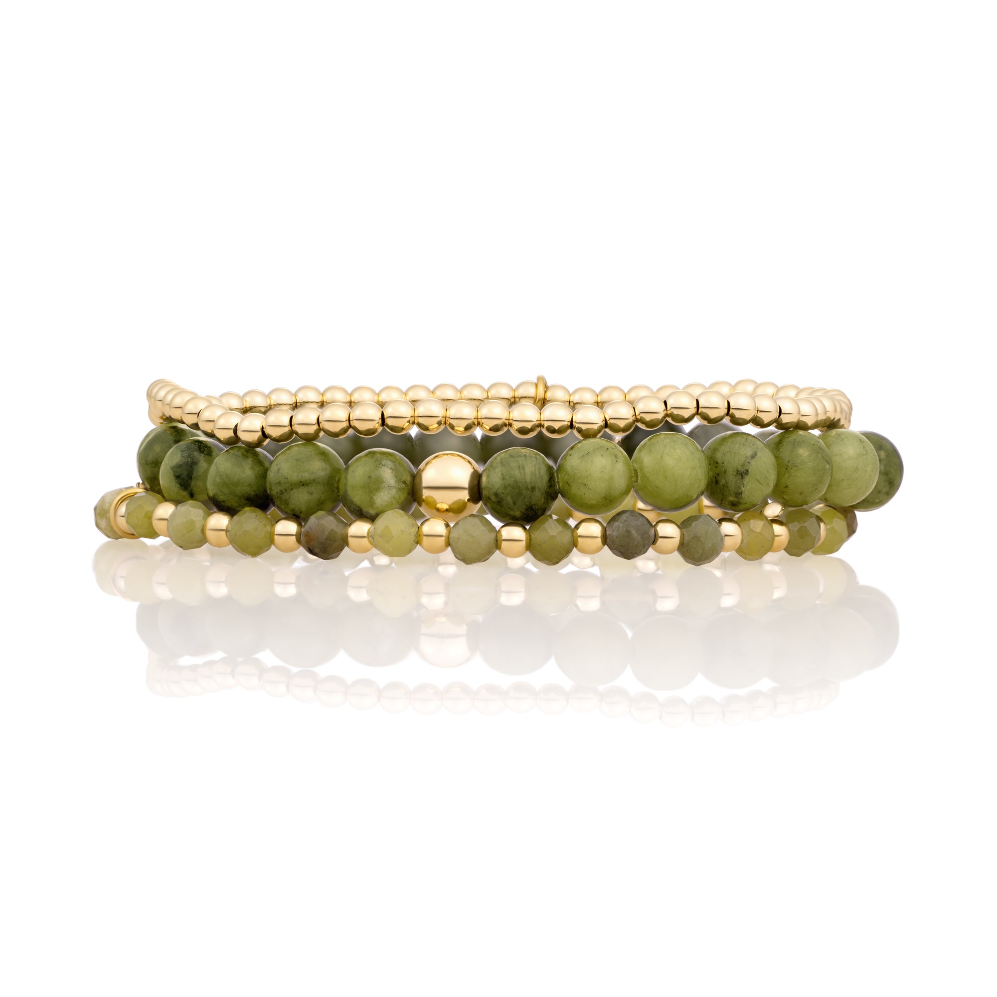 Southern Jade Interstellar Saturn Armbanden Stack | Goudkleurig