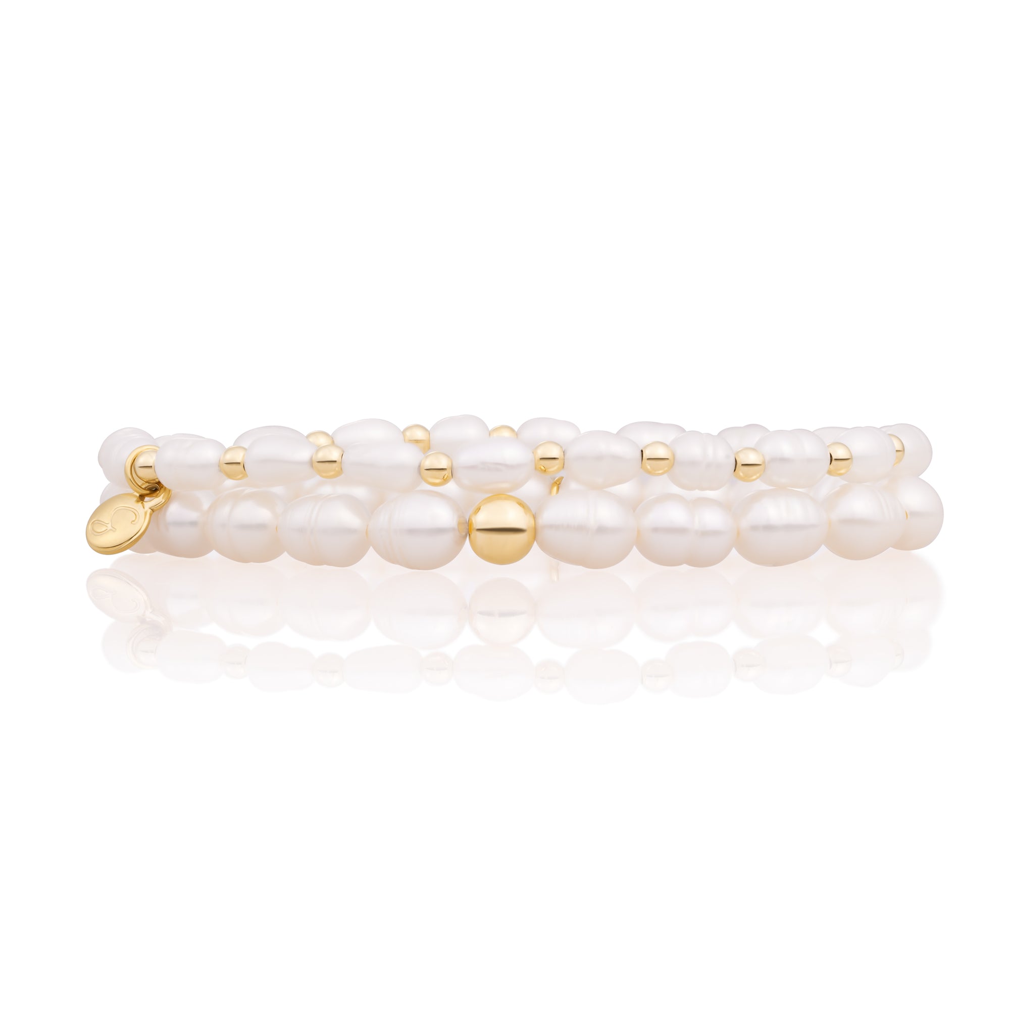 Pearl Saturn Interstellar Armbanden Stack | Goudkleurig