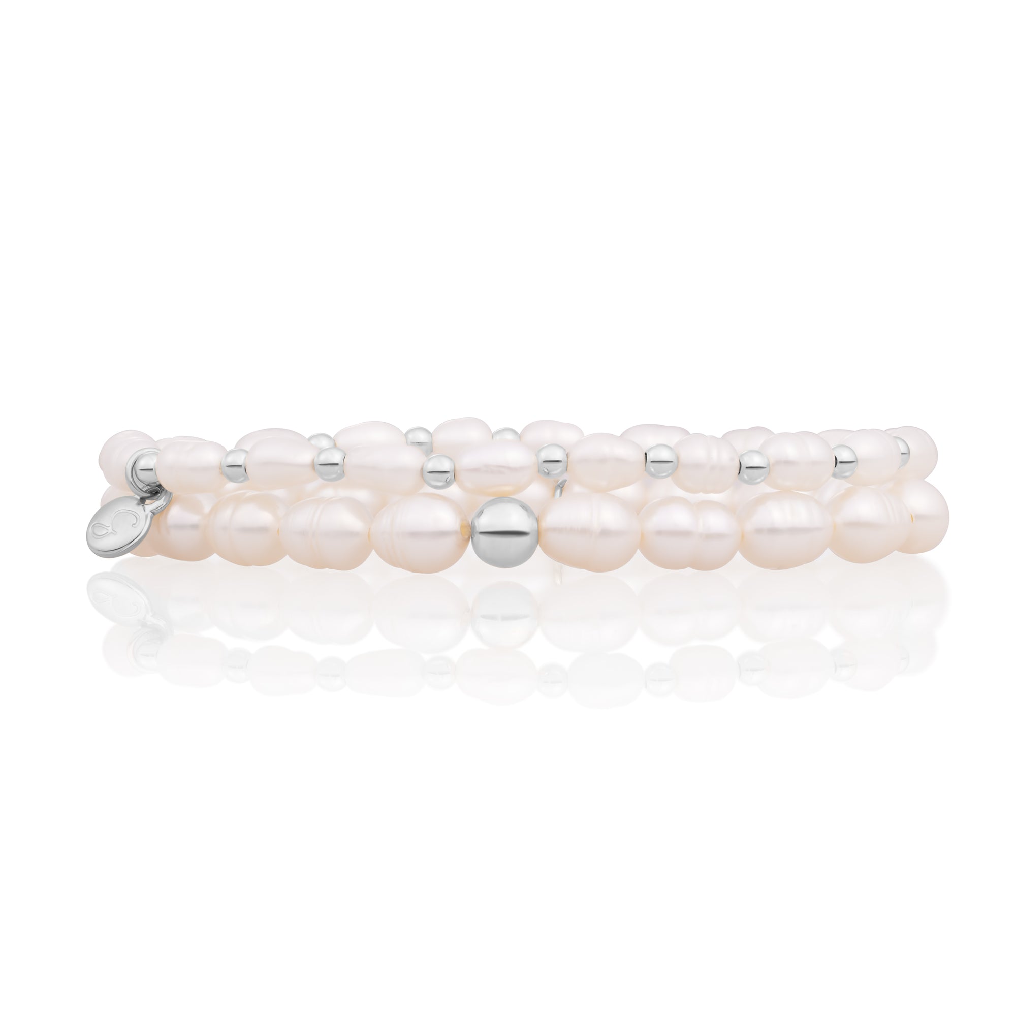 Pearl Saturn Interstellar Armbanden Stack | Zilver