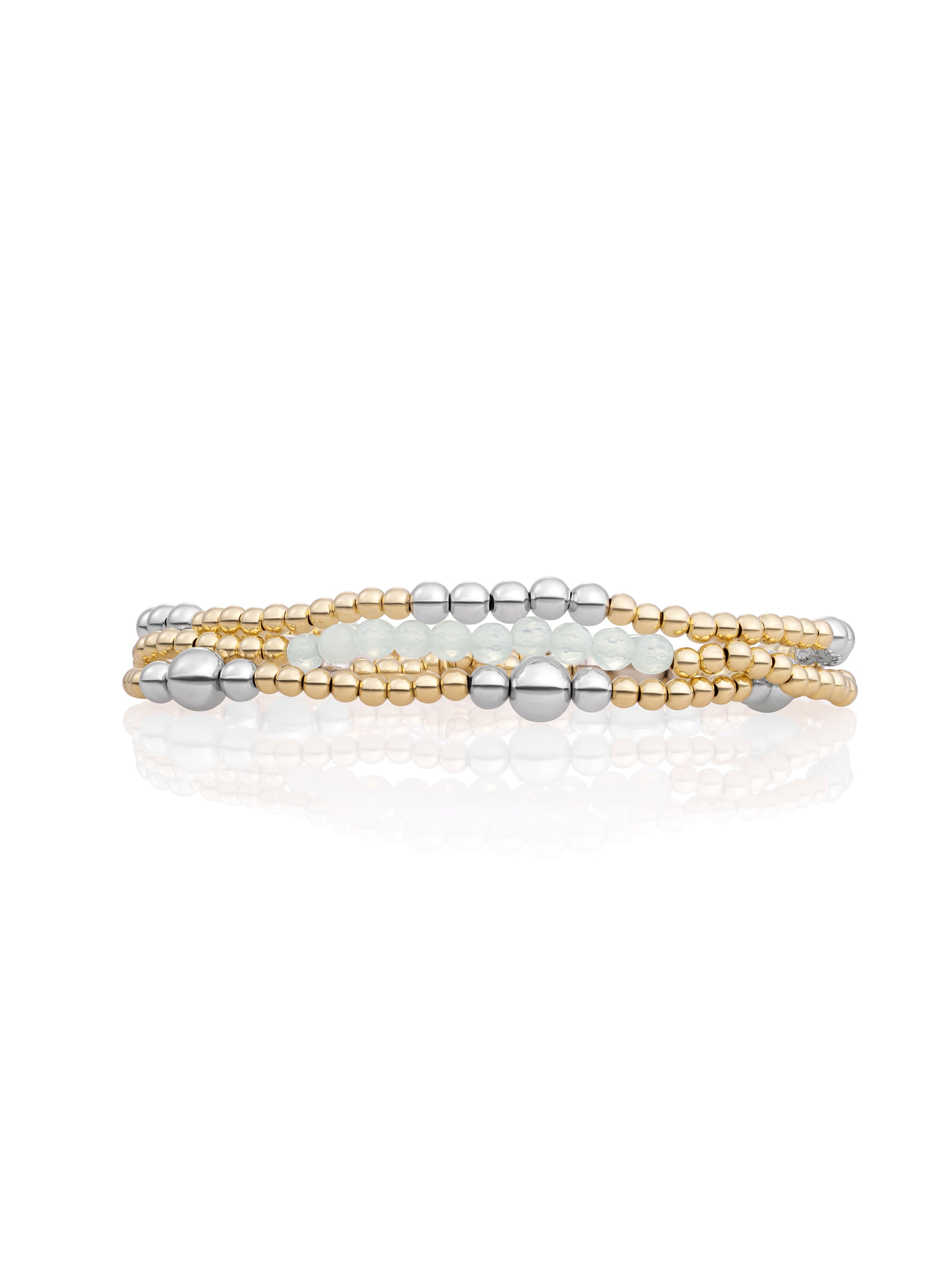 Opalite Universe Bicolor Armbanden Stack | Goudkleurig