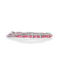Fuchsia Quartz Roundell Tennis Round Multi CZ Armbanden Stack | Zilver