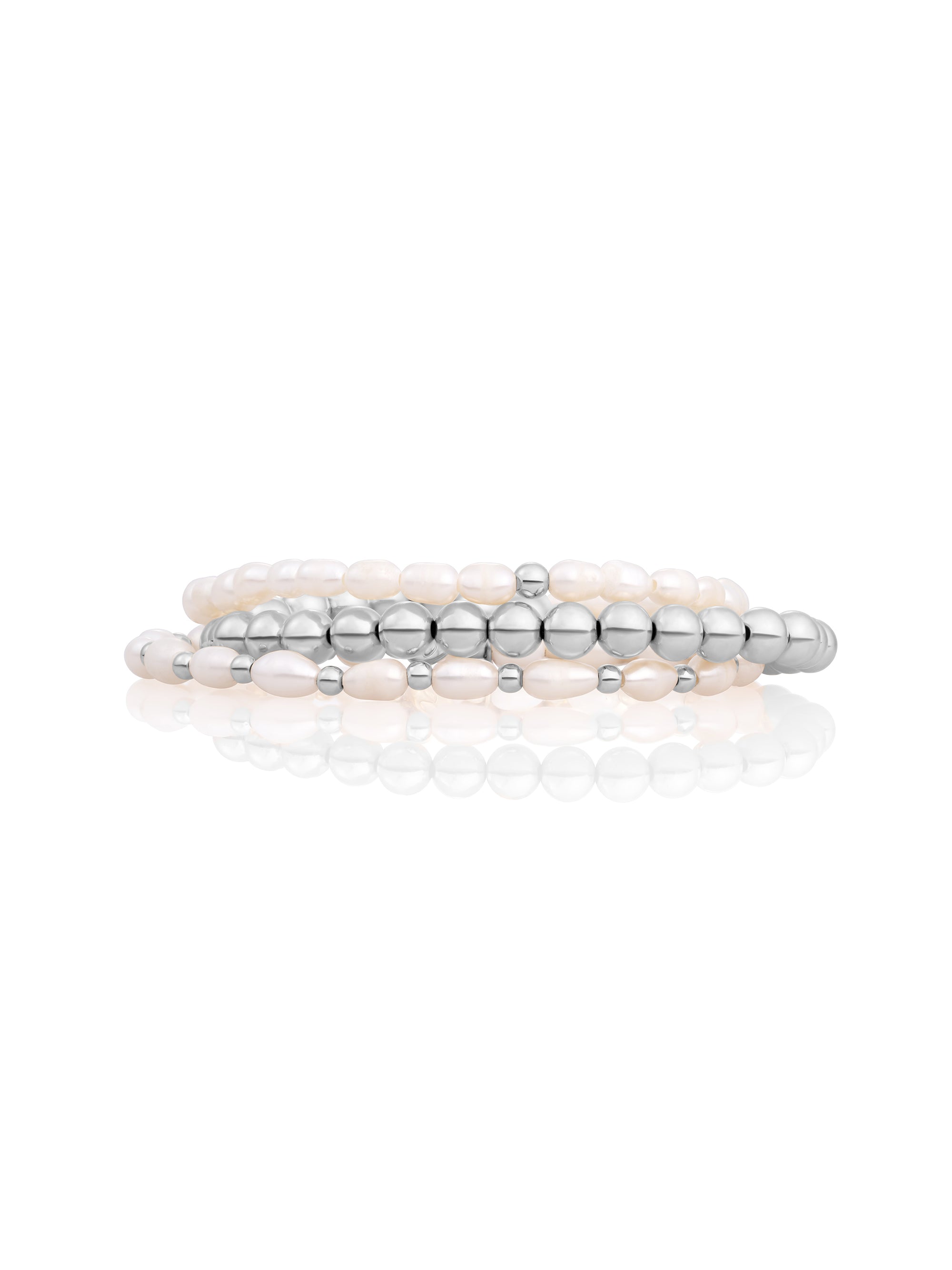 Parel Saturn Interstellar Armbanden Stack | Zilver