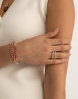 Fuschsia Quartz Interstellar Universe Armbanden Stack | Goudkleurig