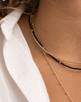 Onyx Cushion Cut Amulet Ketting set | Goudkleurig