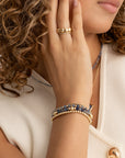 Blue Aventurine Interstellar Saturn Armbanden Stack | Goudkleurig