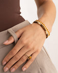Tiger Eye Bold Mix Saturn Armbanden Stack | Goudkleurig