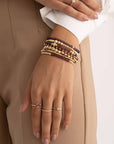 Aubergine Quartz Bold Wave Mix Bubble Armbanden Stack | Goudkleurig
