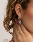 Aubergine Quartz Afterglow Bubble Huggies Oorbellen set | Goudkleurig