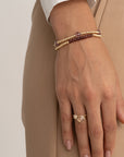 Aubergine Quartz Cushion Cut Universe Armbanden Stack | Goudkleurig