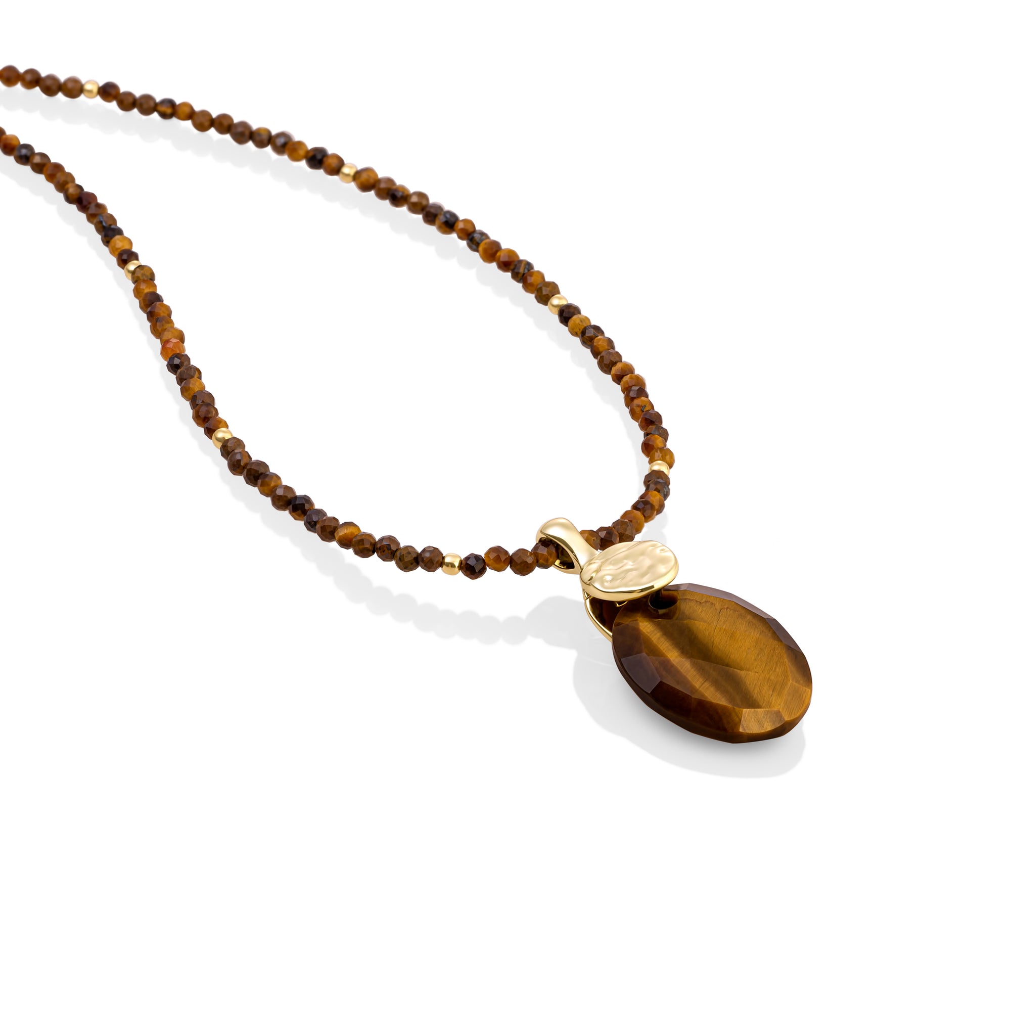 Tiger Eye Medium Oval Fuse Ketting set | Goudkleurig