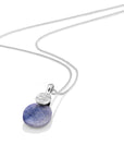 Blue Aventurine Medium Oval Fuse Ketting set | Zilver