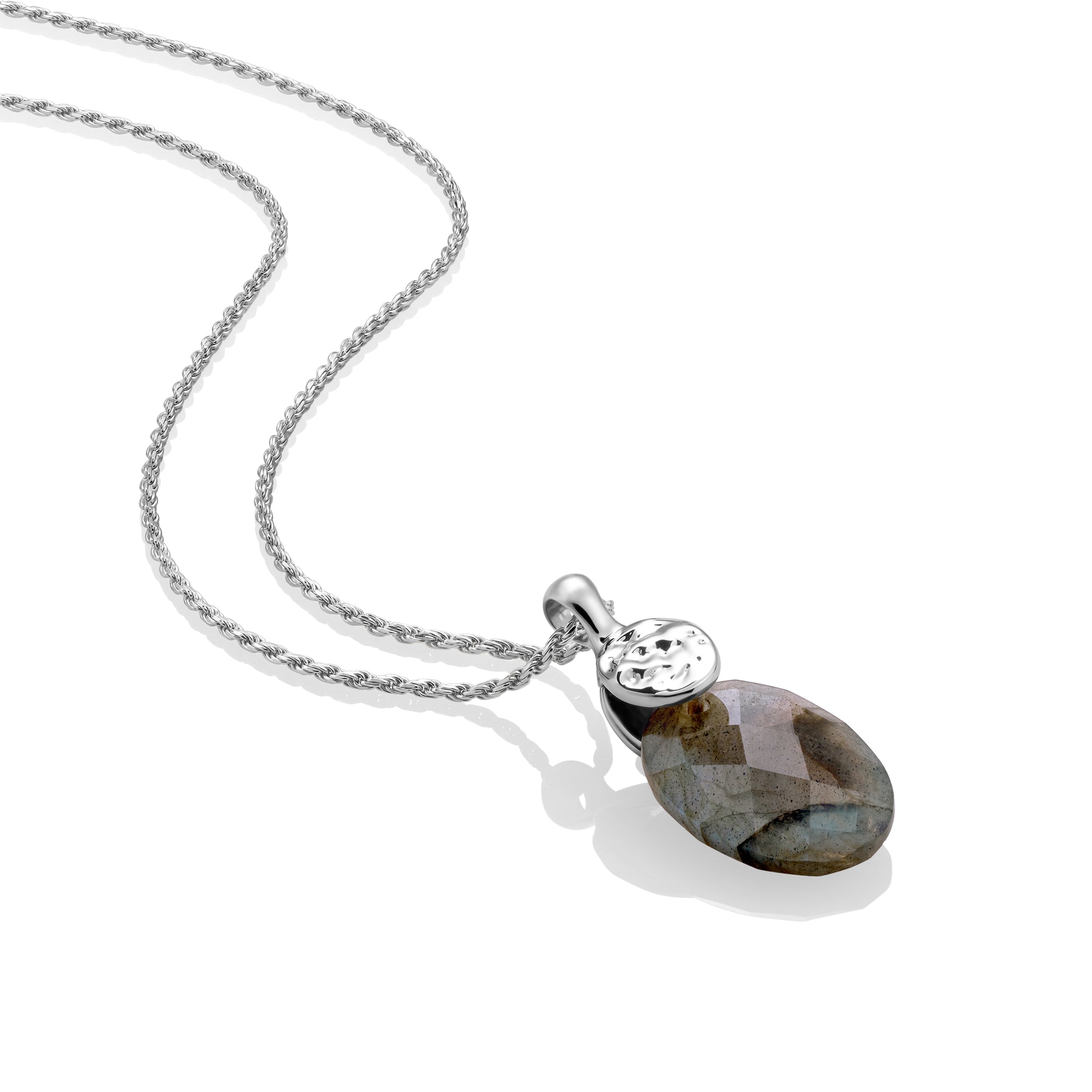 Labradorite Medium Oval Fuse ketting Set | Zilver
