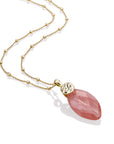 Cherry Quartz Leaf Fuse Ketting Set | Goudkleurig