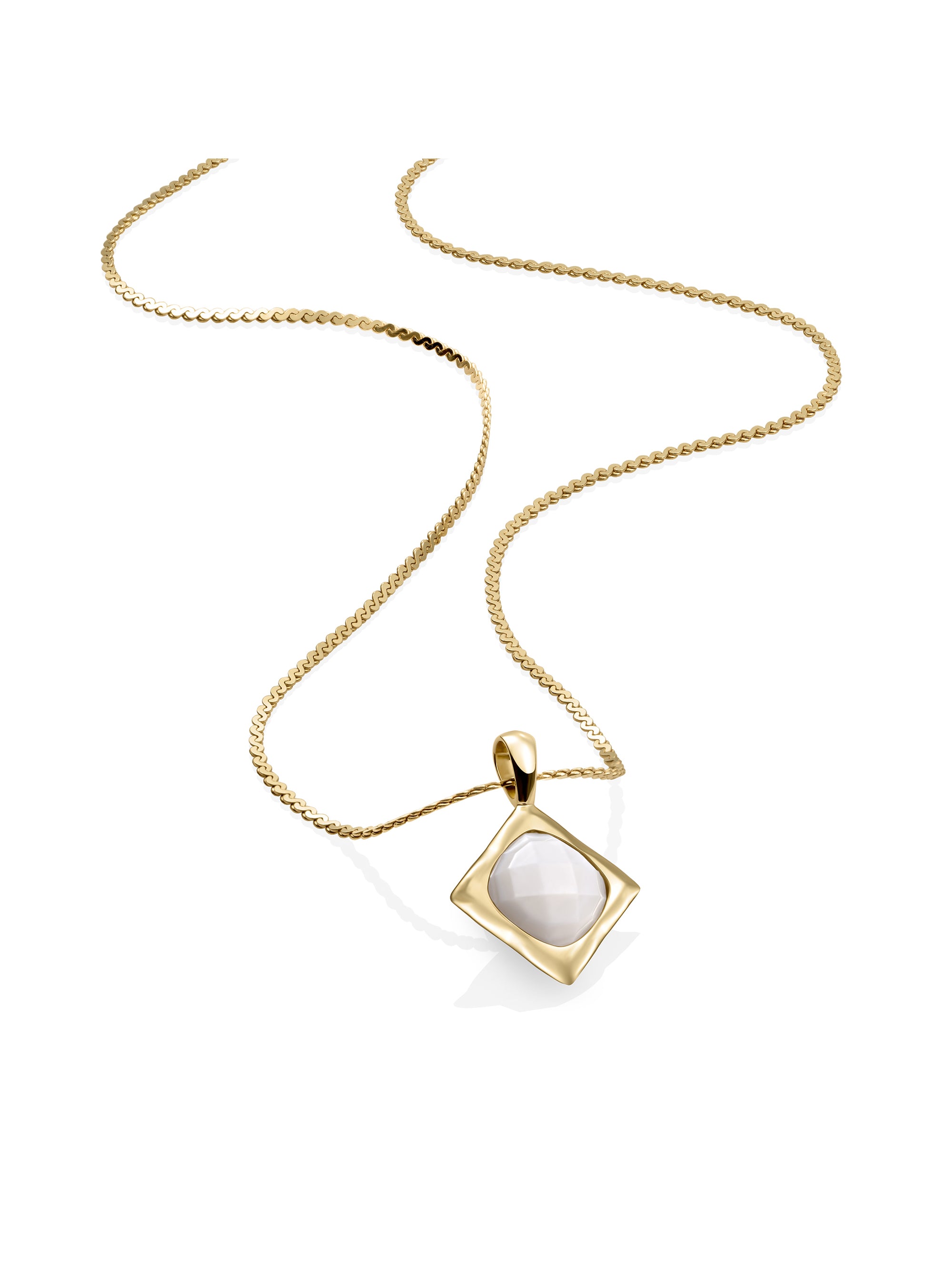Pearl Cushion Cut Ketting Set | Goudkleurig