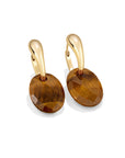 Tiger Eye Medium Oval Bold Fuse Huggies Oorbellen set | Goudkleurig