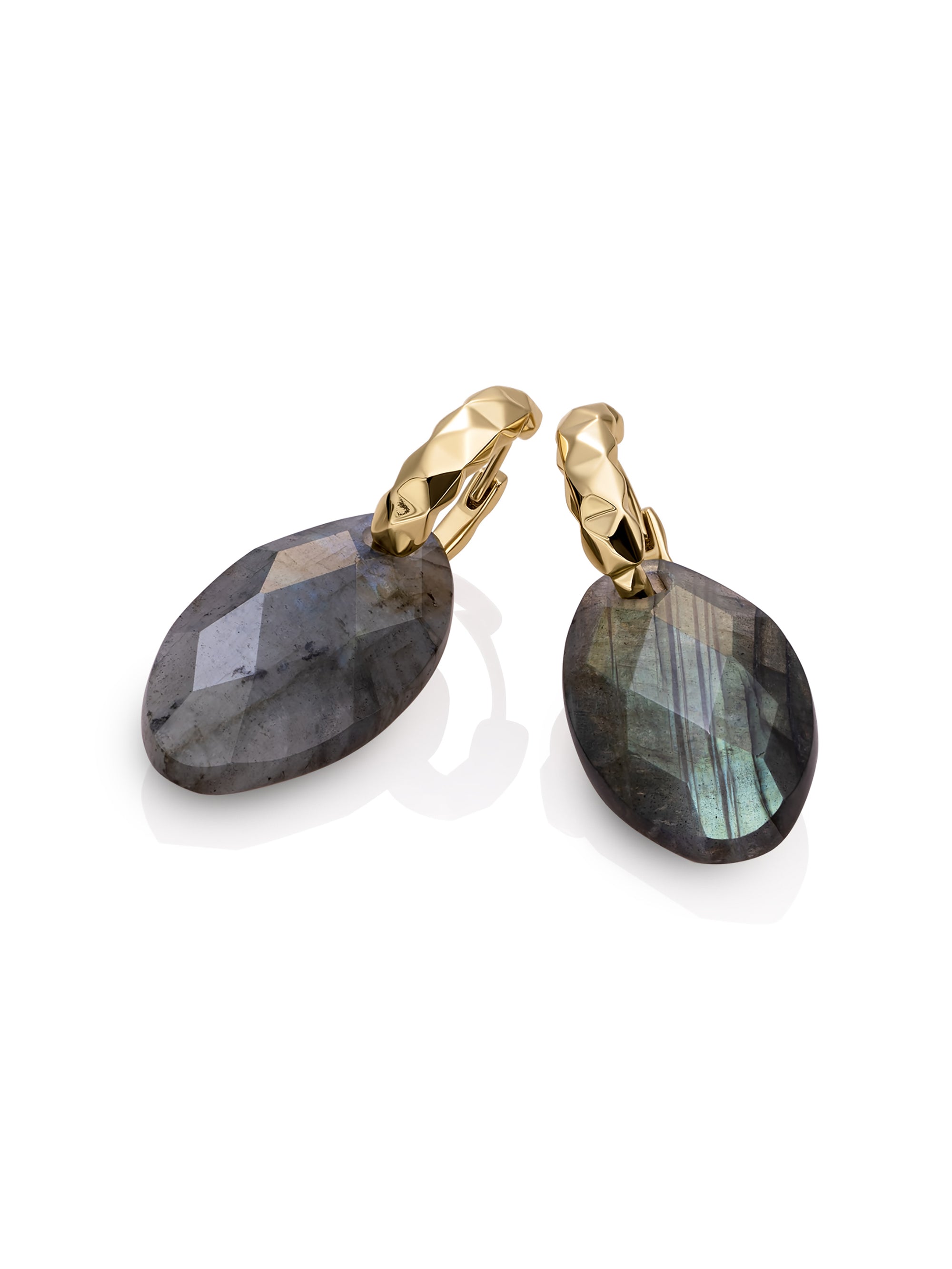 Labradorite Leaf Multi Edge Oorbellen set | Goudkleurig