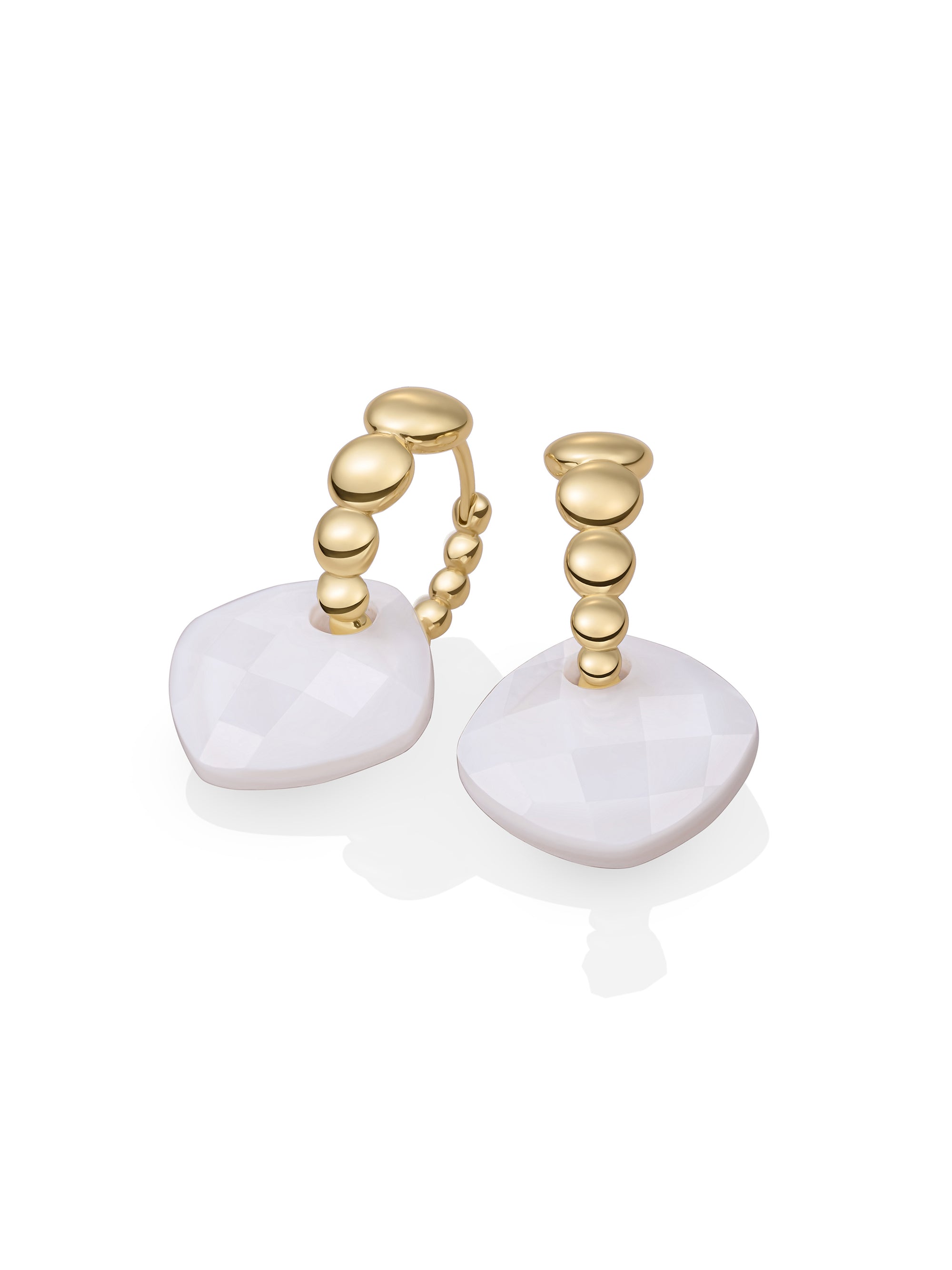 Parel Cushion Cut Bubble Huggies Oorbellen set | Goudkleurig