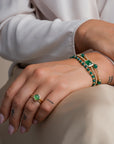 Baguette Armband met Edel steen van Groene Onyx