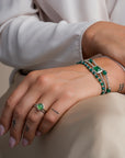 zilveren kralenarmband met groene onyx edelsteen