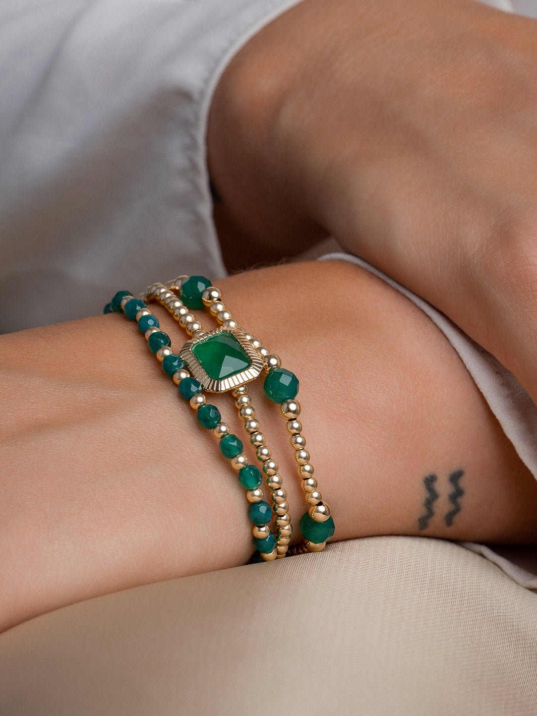 Armband met Green Onyx Edelsteen kralen