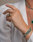 Green Onyx Reverse Bold Mix Armbanden Stack l Zilver