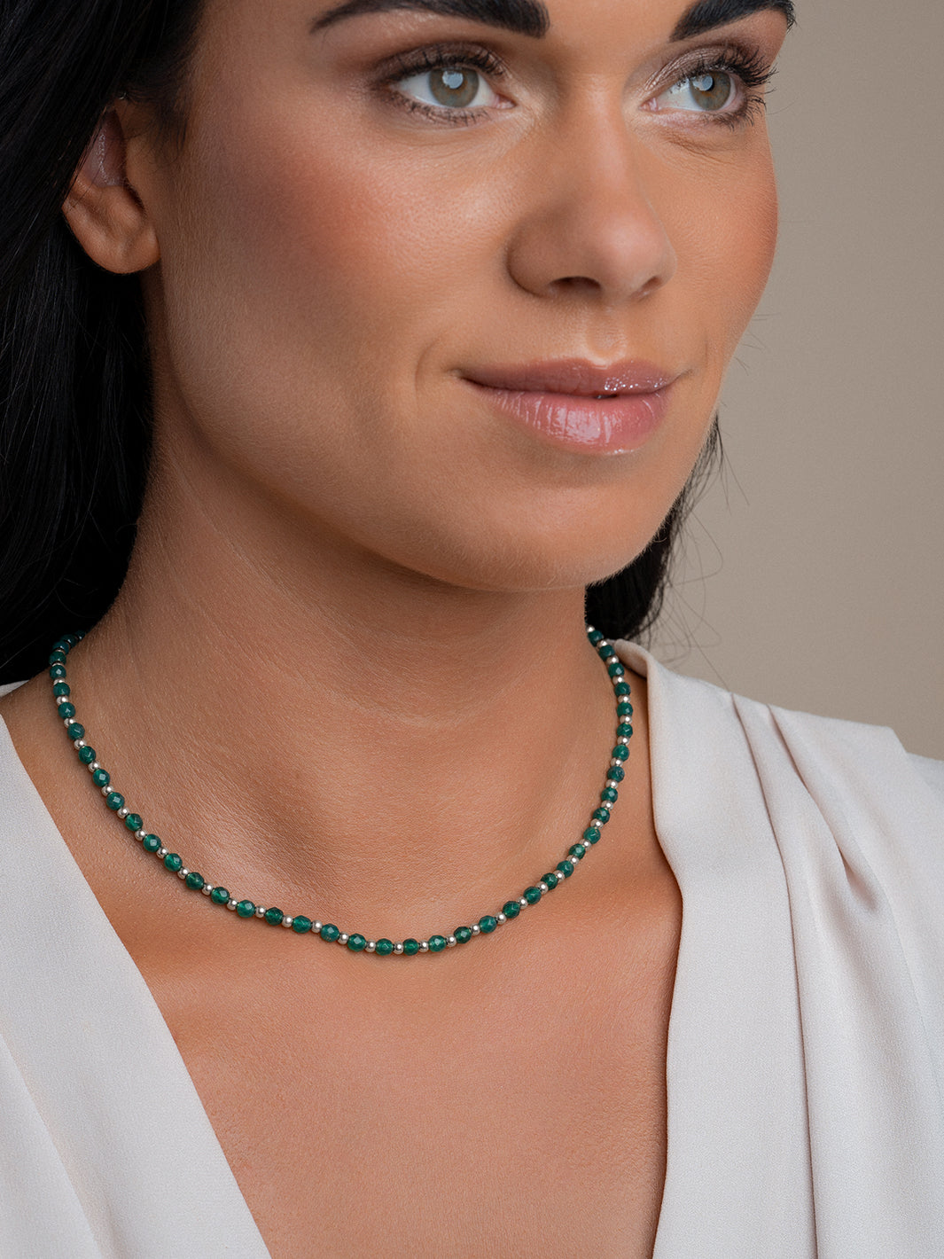 Link Ketting Green Onyx l Zilver
