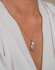 Pink Rhodonite Medium Oval ketting edelsteen