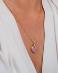 Pink Rhodonite Trillion Cut ketting edelsteen