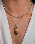 Tiger Eye Leaf Fuse Ketting Set | Zilver