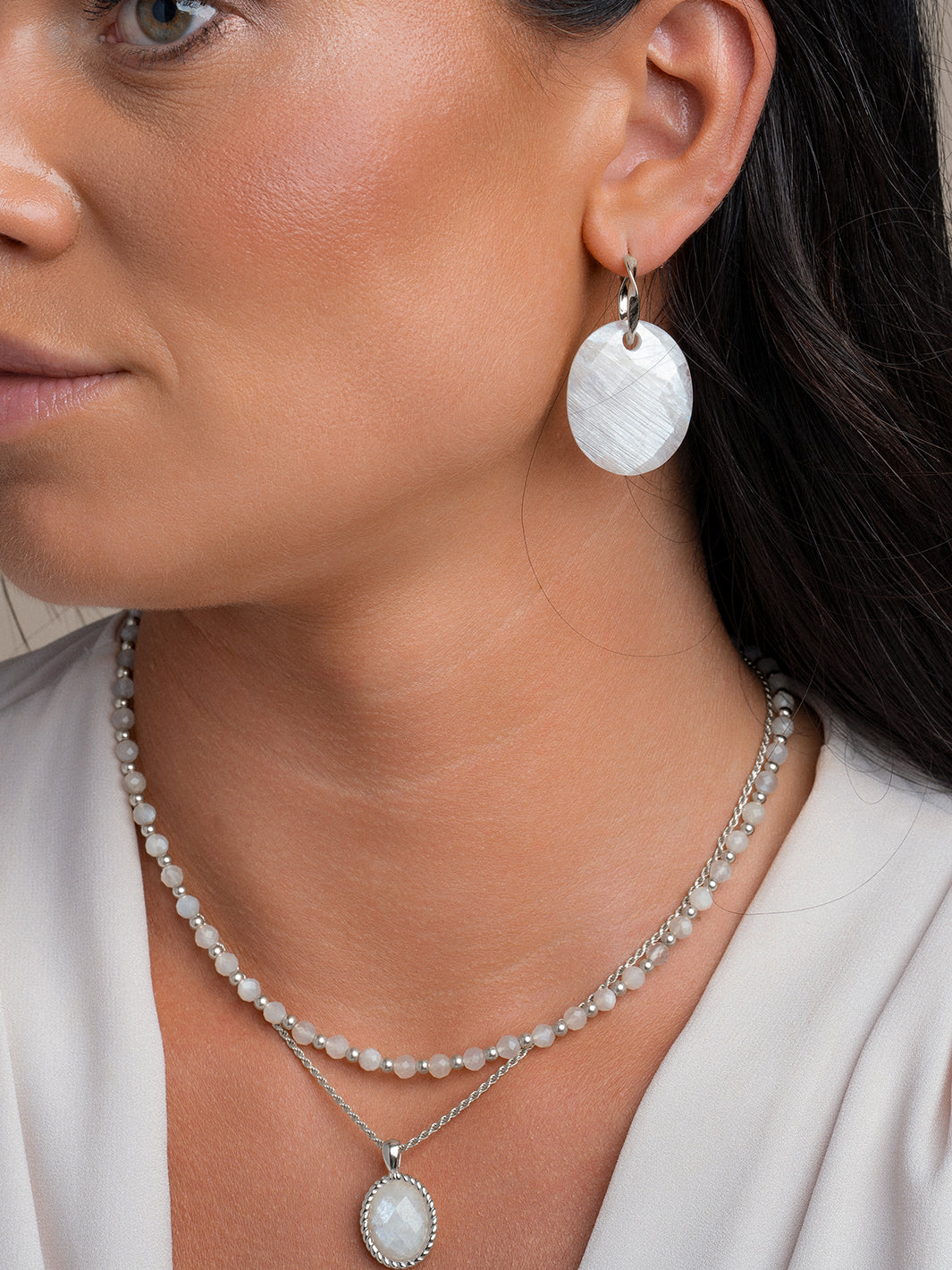 Link Ketting Moonstone Mix l Zilver