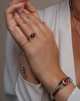 Ruby Quartz Baguette Armbanden Stack l Zilver