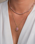 Link Ketting Pink Rhodonite Mix l Goudkleurig
