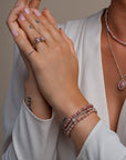 Pink Rhodonite Reverse Bold Mix Armbanden Stack l Zilver