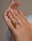 Edge Ring Pink Rhodonite | 9 karaat