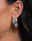 Smoky Quartz Blossom Round Clip Oorbellen Set | Zilver