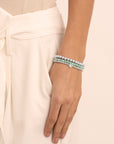 Rich Green Amazonite Flora Disc Armbanden Stack | Zilver