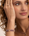 Amethyst Bold Mix Saturn Armbanden Stack | Goudkleurig