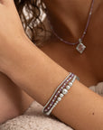 Amethyst Interstellar Saturn Wave Armbanden Stack | Zilver