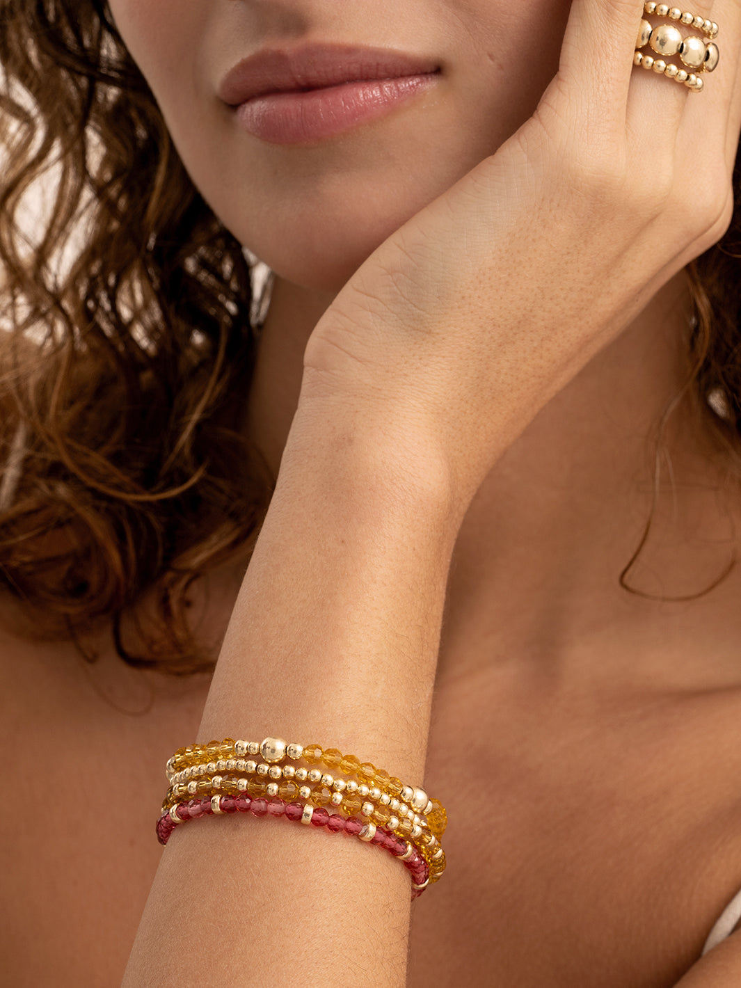 Light Citrine Fuchsia Interstellar Bold Mix Armbanden Stack | Goudkleurig