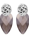 Smoky Quartz Blossom Round Clip Oorbellen Set | Zilver